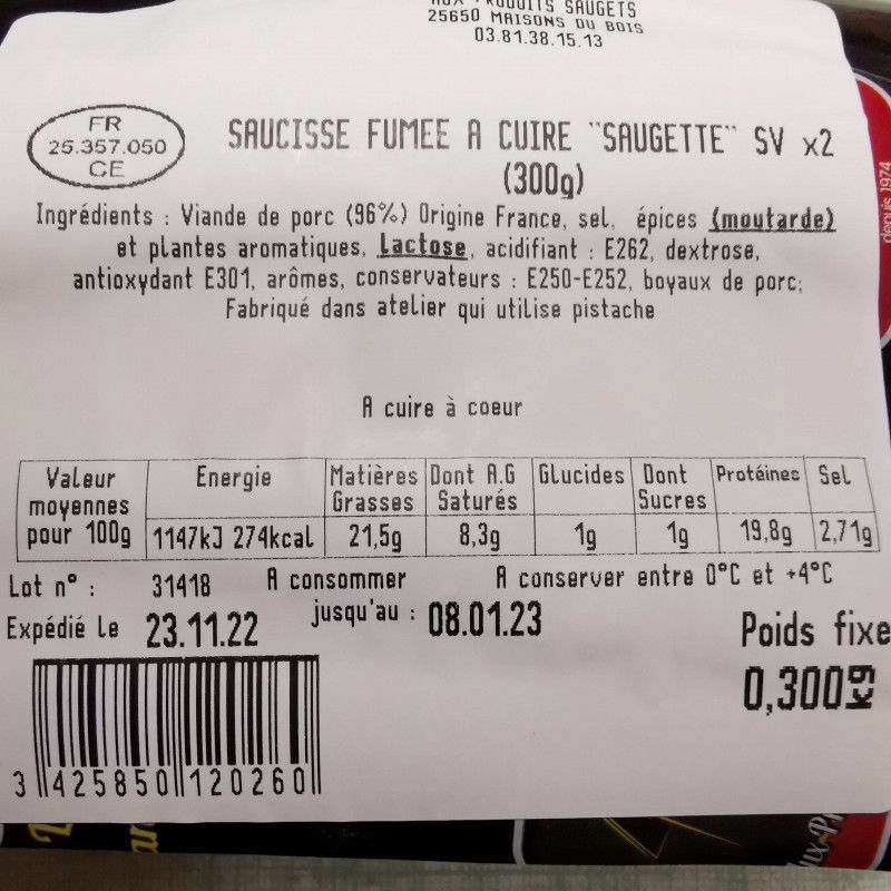 Saucisses Fum Es Saugette Aux Produits Saugets Sous Vide Par G