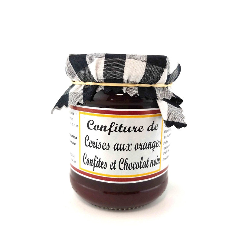 Confiture de Noël cerises, oranges confites et chocolat noir - Au Comtois Courtois - 230 g